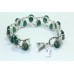Sterling Silver 925 Bracelet marcasite onyx semi precious Green onyx stones 7.2 inch 